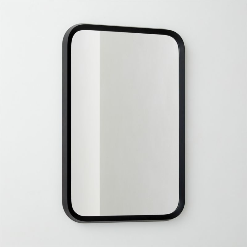 Isari Black Rough Cast Aluminum Rectangular Wall Mirror 24"x36" - Image 1