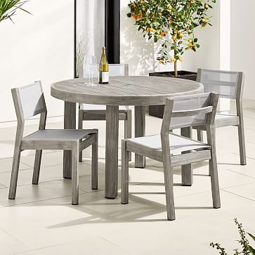 Portside Outdoor Round Dining Table, 60", Weathered Gray - Image 2