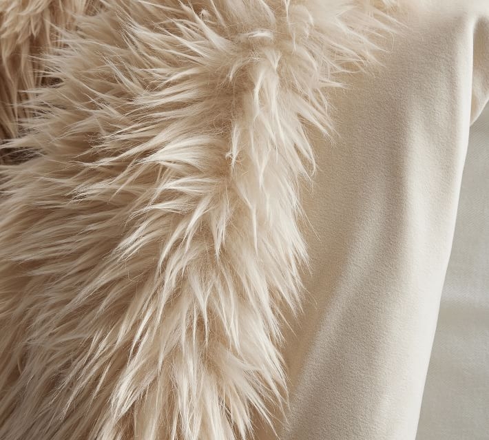 Faux Real Fur Throw, Bisque, 50" x 60" - Image 2
