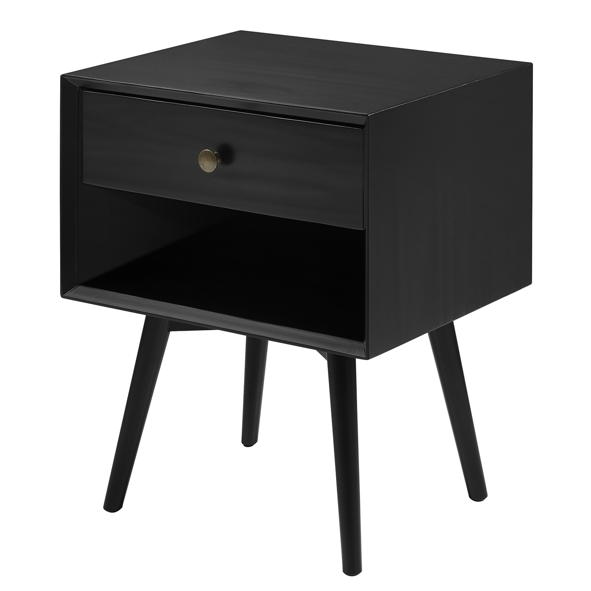 Mid Century Modern 1 Drawer Nightstand - Black - Image 2