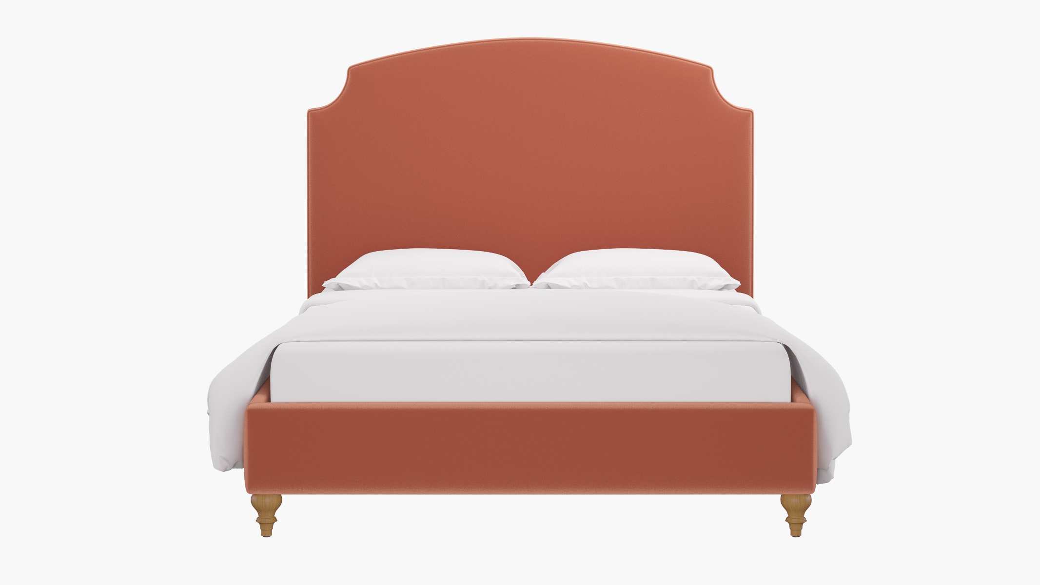 Cove Bed, Coral Performance Velvet, Natural Decorative Tapered Leg, Queen - Image 0