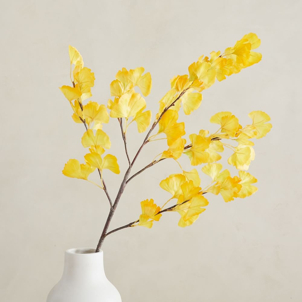 Faux Gingko Branch, Yellow, 48" - Image 0