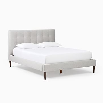 Grid Tufted Bed, King, Feather Gray - Image 0
