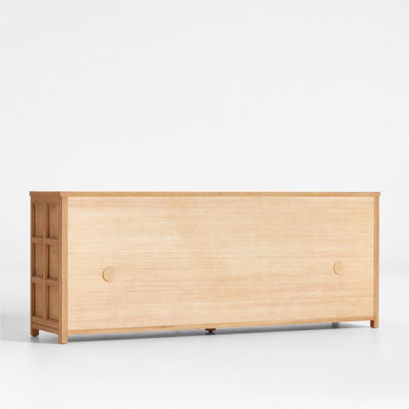 Campagna 76" Rattan and Natural Oak Wood Storage Media Console - Image 7