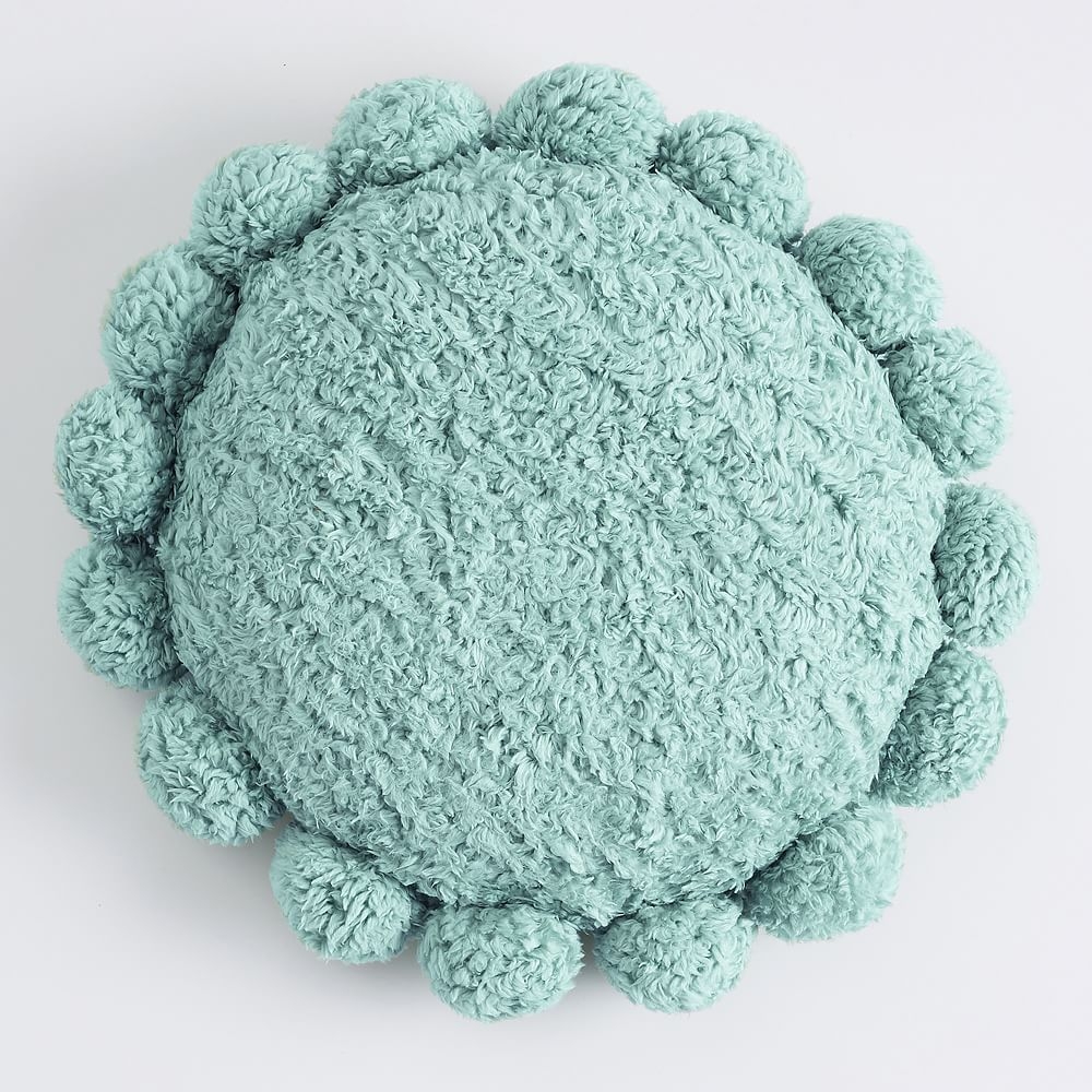 Cozy Pom Recycled Sherpa Pillow, One Size, Pale Seafoam - Image 0