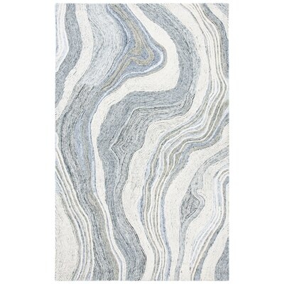 Kring Abstract Handmade Tufted Wool Gray/Ivory Area Rug - Image 0