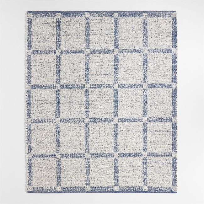 Boucle Coy Blue Handwoven Flatweave Kids Performance Area Rug 5'x8' - Image 0