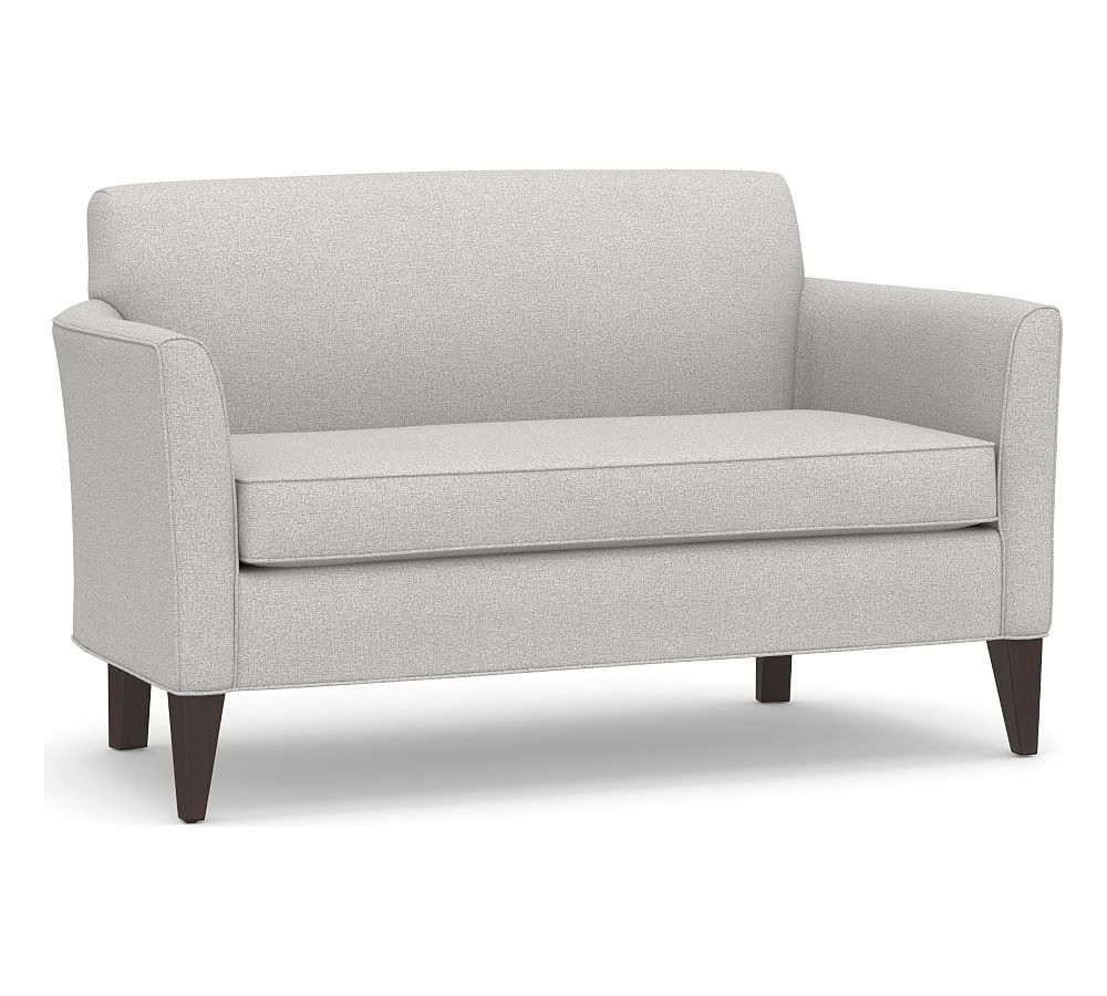 Marcel Upholstered Mini Sofa, Polyester Wrapped Cushions, Park Weave Ash - Image 0