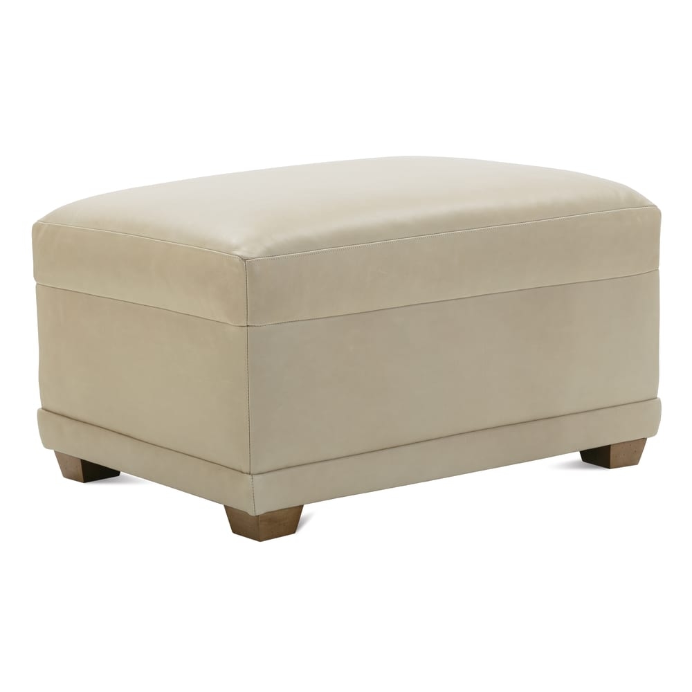 Sylvie Leather Ottoman - Image 1