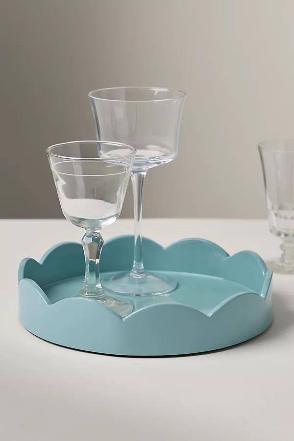 Blue Lacquered Round Scallop Tray - Image 0