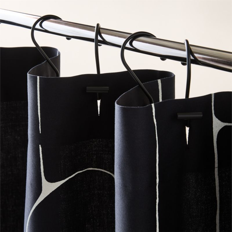 Falazo Organic Cotton Black with Warm White Abstract Shower Curtain 72" - Image 1