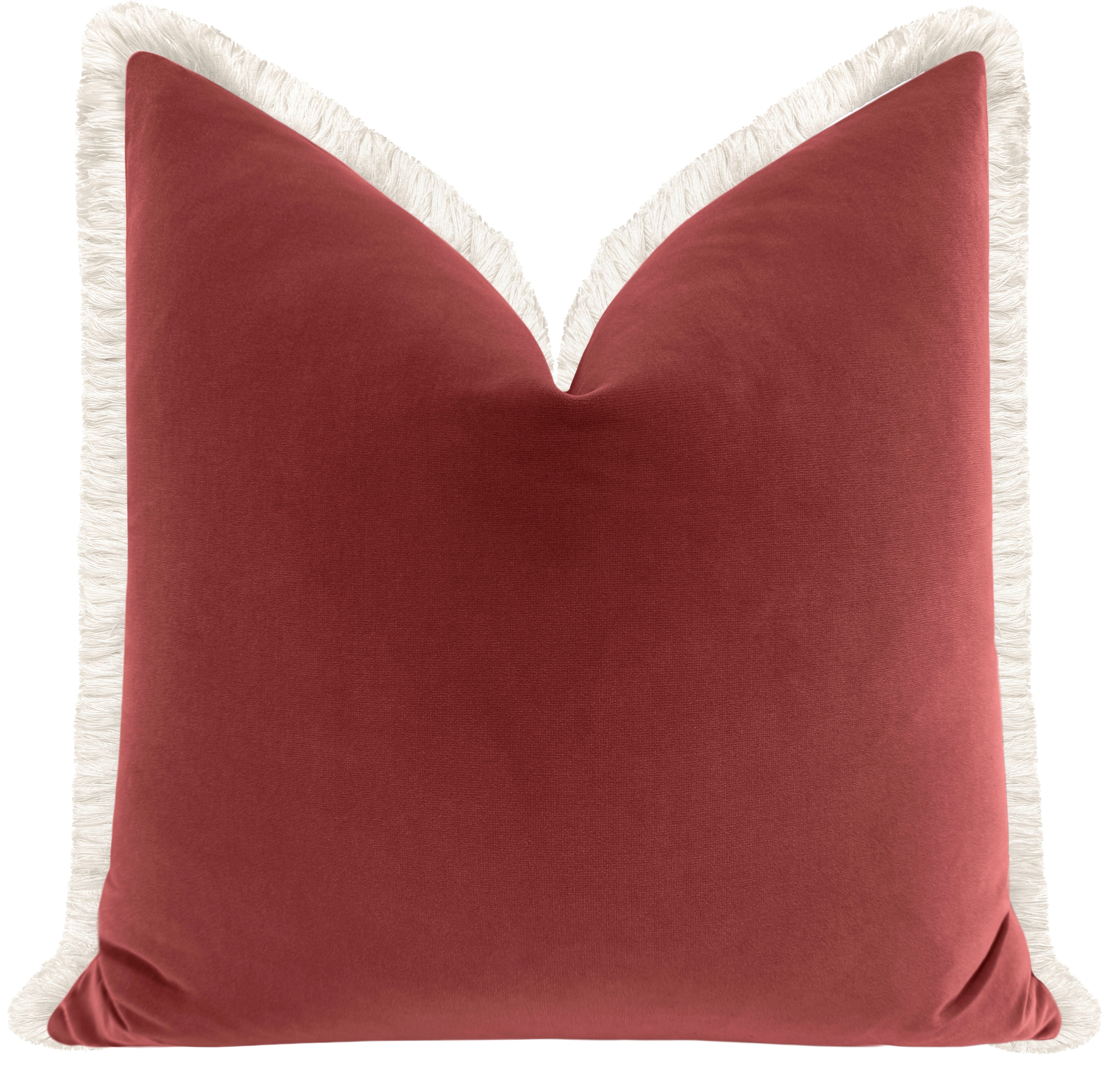 SIGNATURE VELVET // RHUBARB + FRINGE - 20" X 20" / Bone Fringe - Image 3