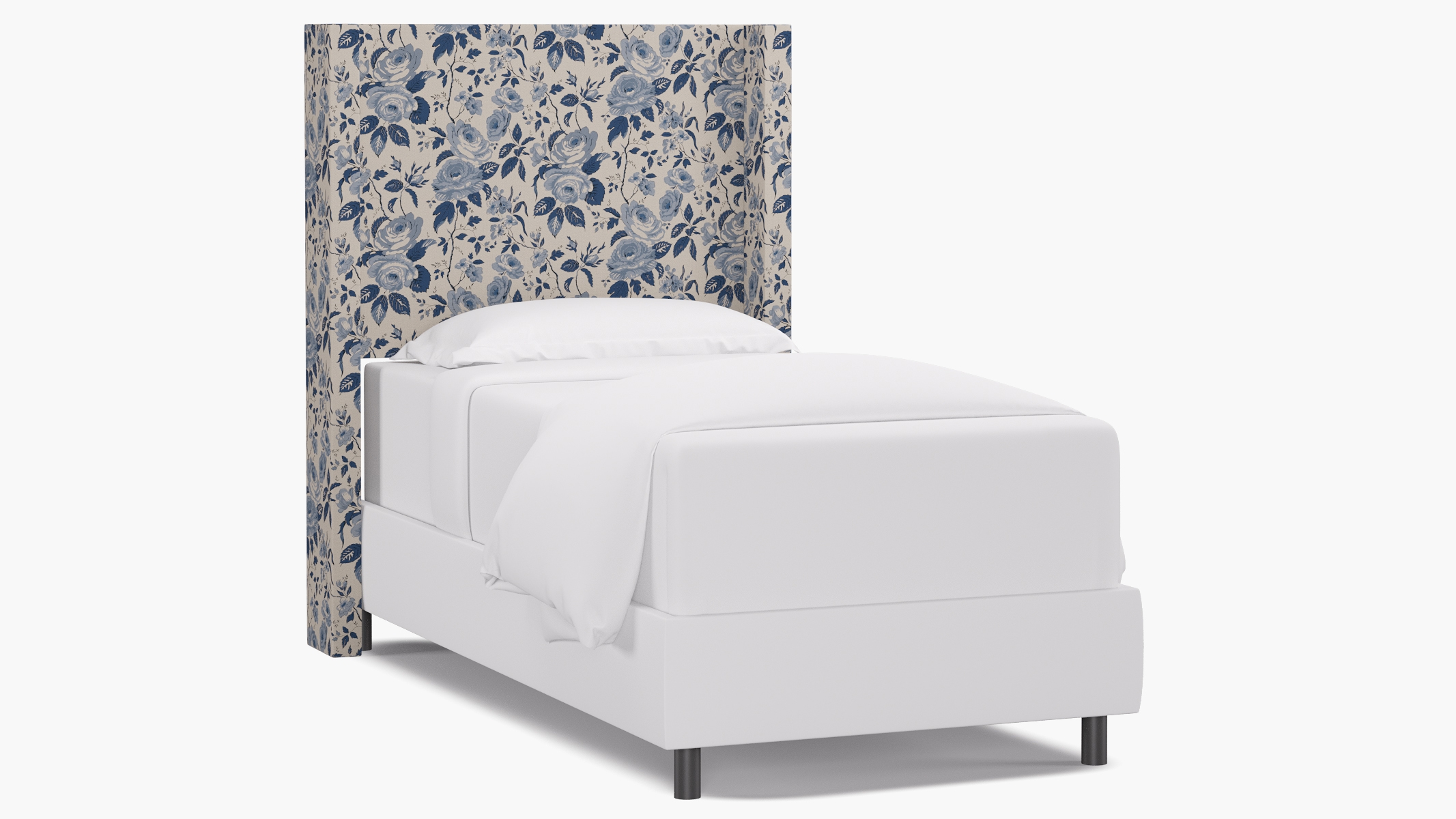 Modern Wingback Headboard, Delft Chintz, Twin - Image 0