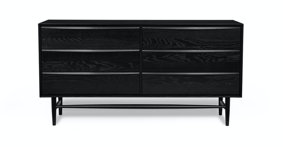 Lenia Black Ash 6-Drawer Double Dresser - Image 0