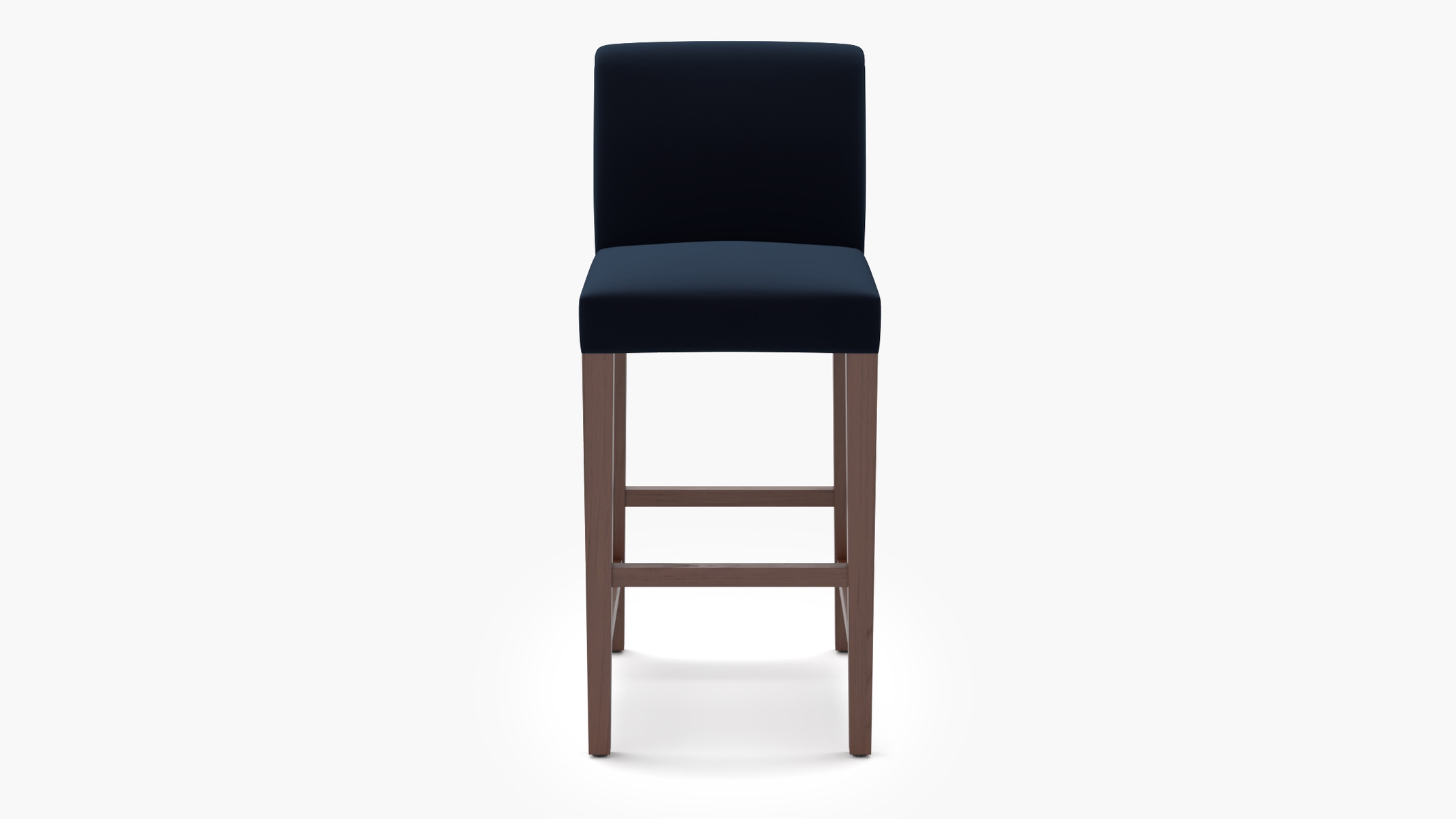 Signature Dining Bar Stool, Navy Performance Velvet, Walnut Square Tapered Leg - Image 0