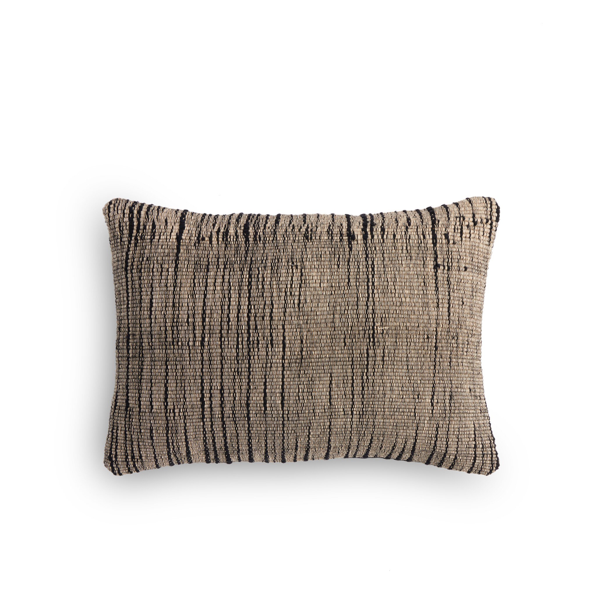 Handwoven Stripe Wool Pillow - Black Wool - Image 0