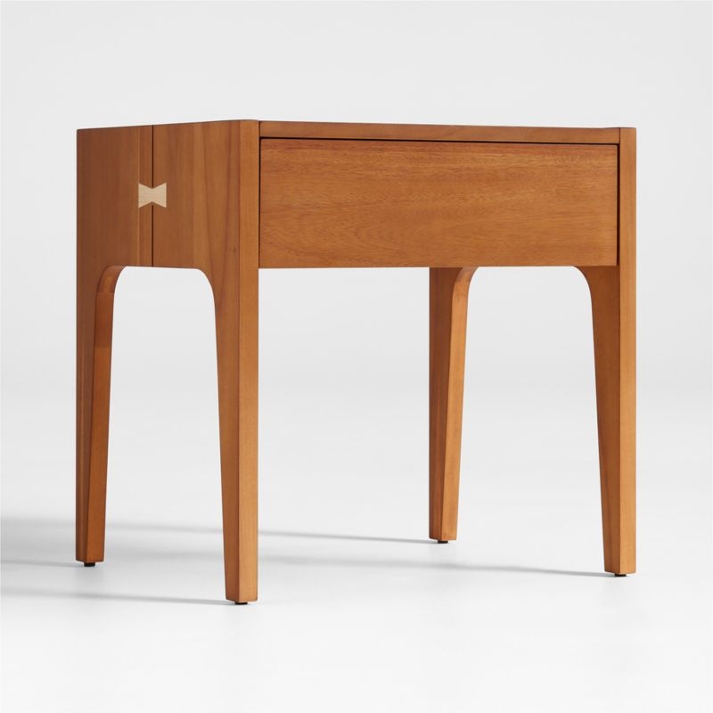 Set of 2 Nova Natural Acacia Wood Kids Nightstand with Drawer - Image 1
