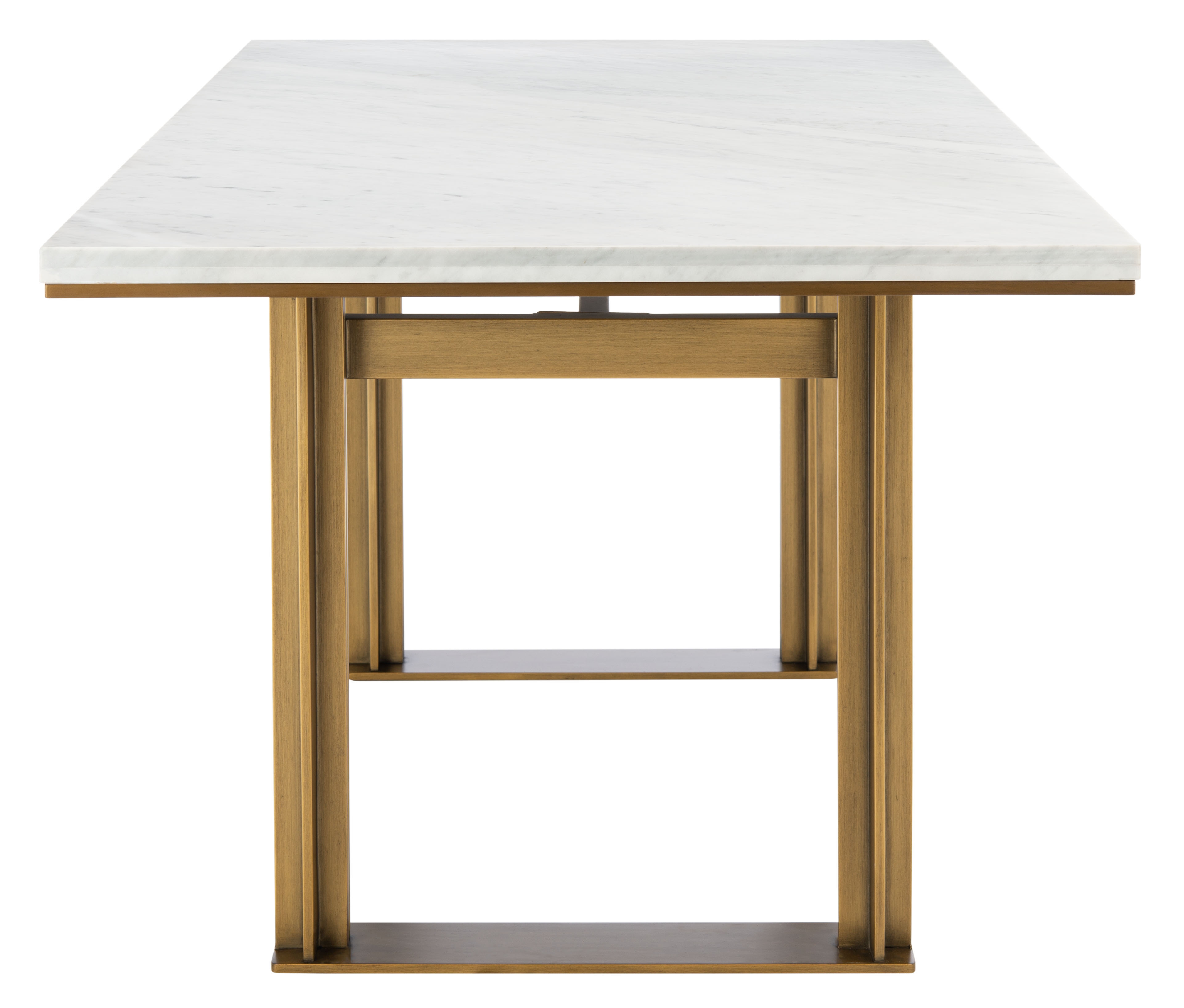 Azalea Marble Rectangle Dining Table  - White/Antique Brass - Safavieh - Image 1