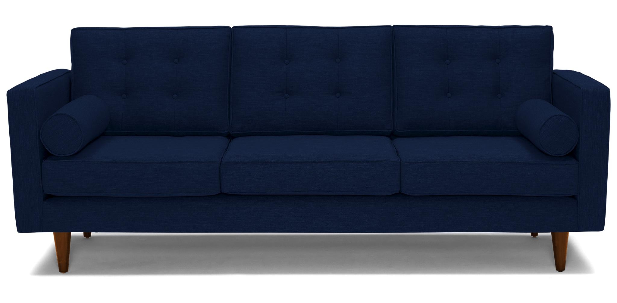 Blue Braxton Mid Century Modern Sofa - Royale Cobalt - Mocha - Image 0
