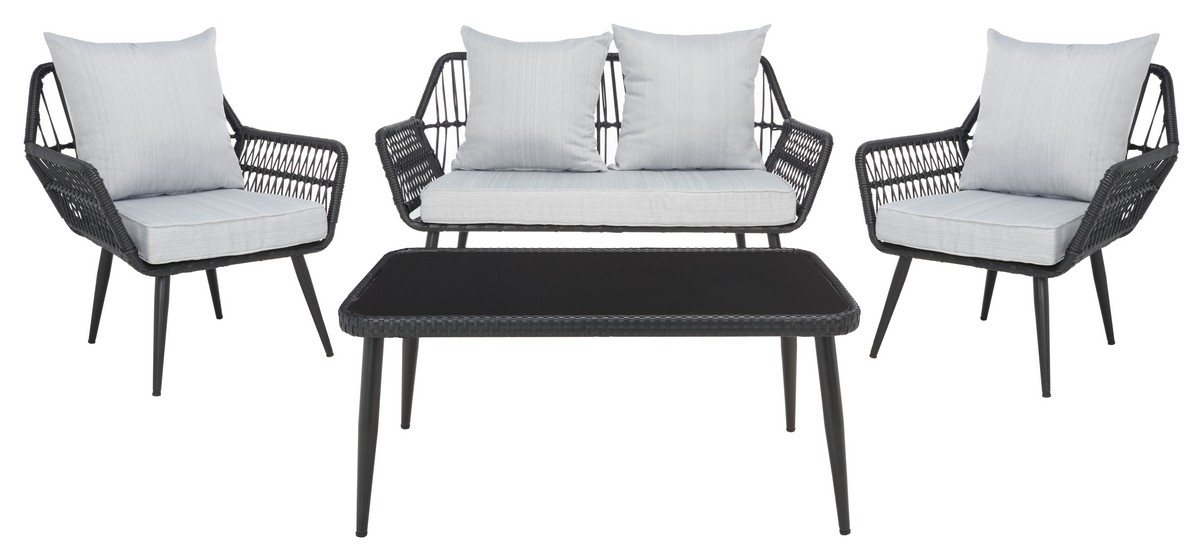 Elsbeth 4 Pc Living Set - Black/Grey - Safavieh - Image 0