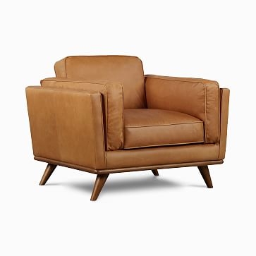 Zander Chair, Down Blend, Vegan Leather, Saddle, Almond - Image 1