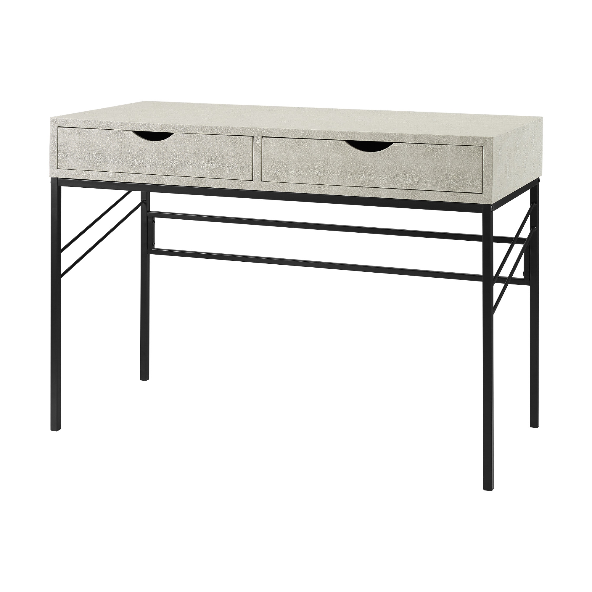 Modern 44" Faux Shagreen 2-Drawer Writing Desk - Off White - Image 2