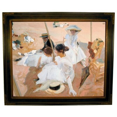 'Under the Awning, on the Beach at Zarauz 1905' Framed Print on Cavas - Image 0