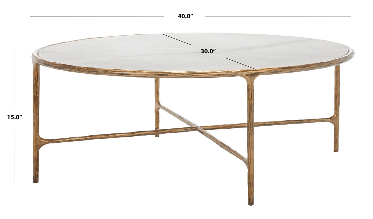 Jessa Oval Metal Coffee Table - Brass/White - Image 6