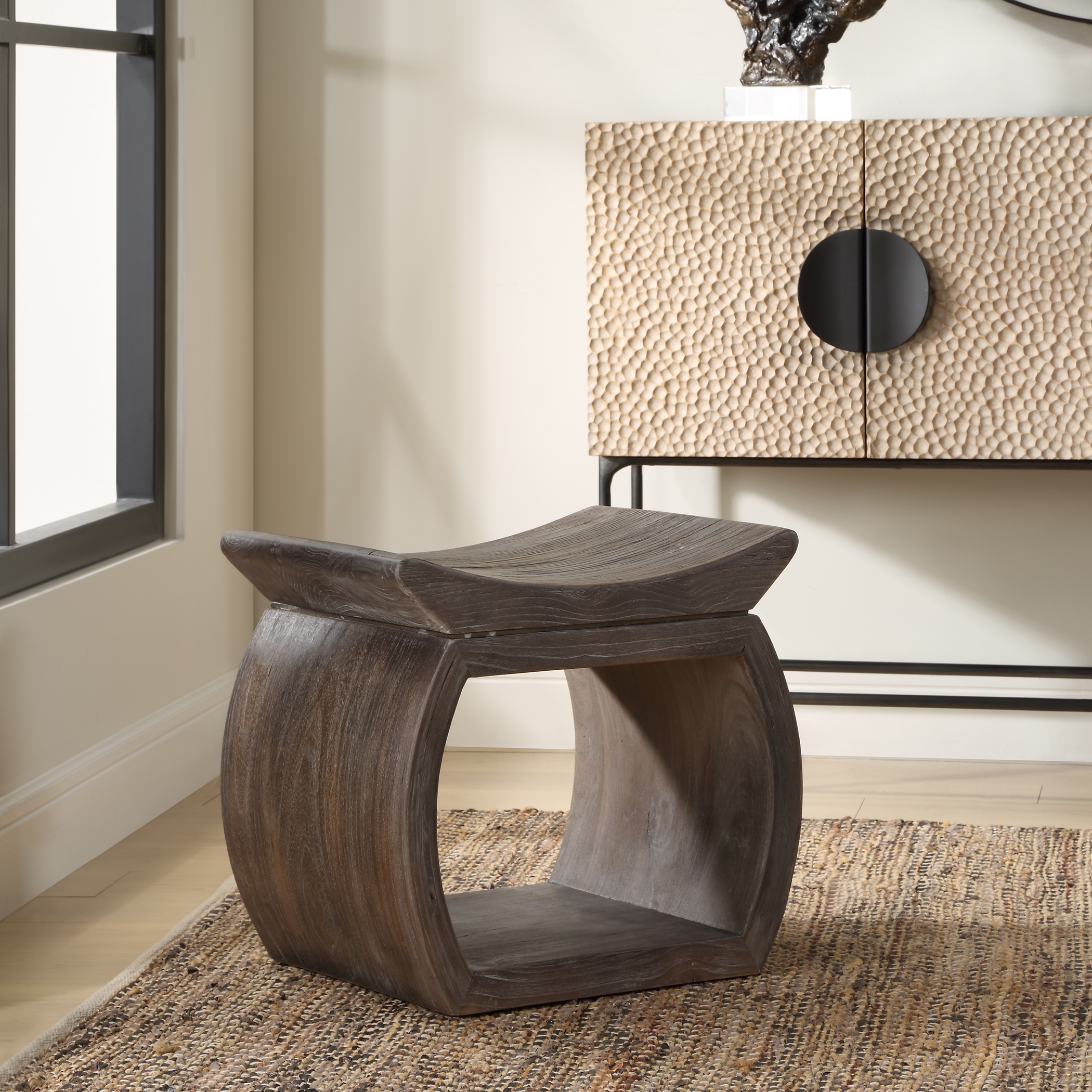 Connor Walnut Accent Stool - Image 1