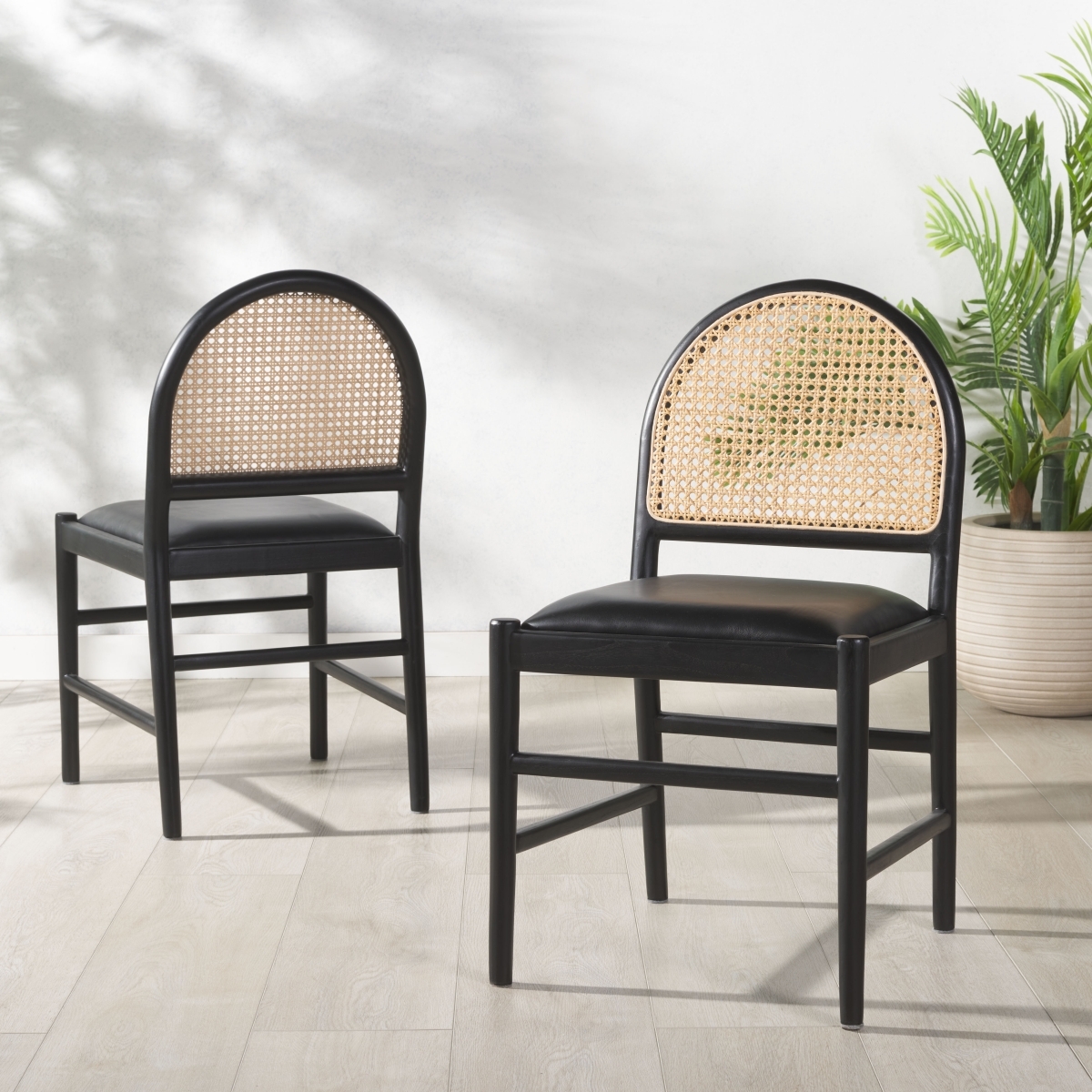Laylie Rattan & Leather Chair - Black - Image 1