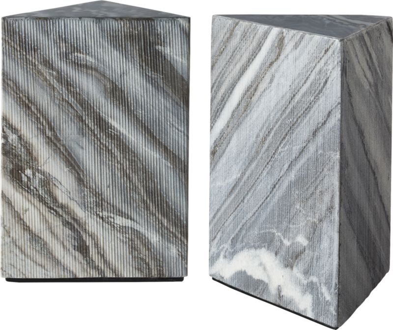 Tri Textured Grey Marble Side Table - Image 2