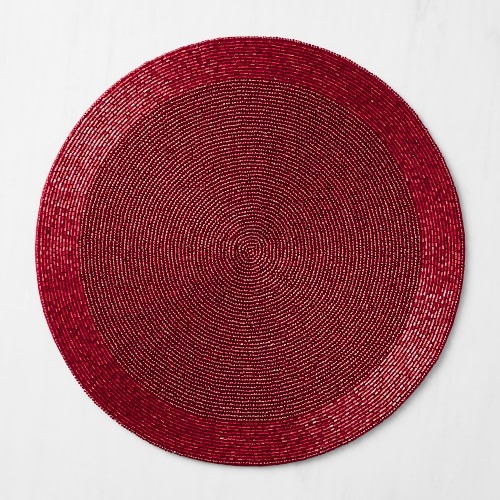 Beaded Round Placemat, Red - Image 0