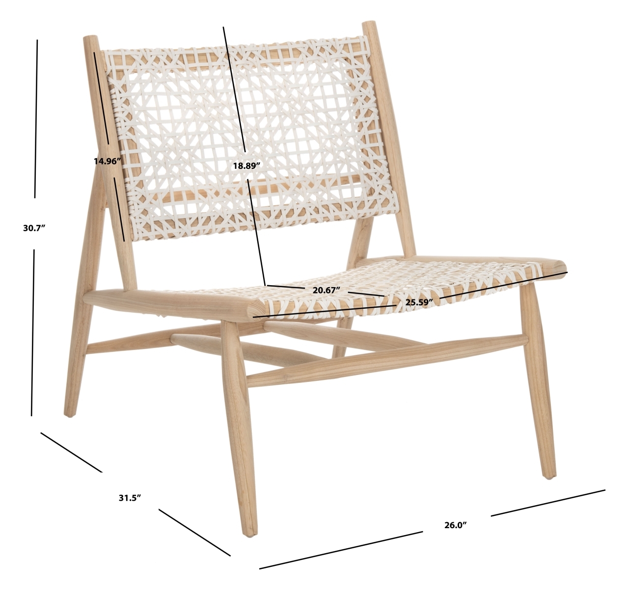 Bandelier Accent Chair - Light Natural / White - Safavieh - Image 8