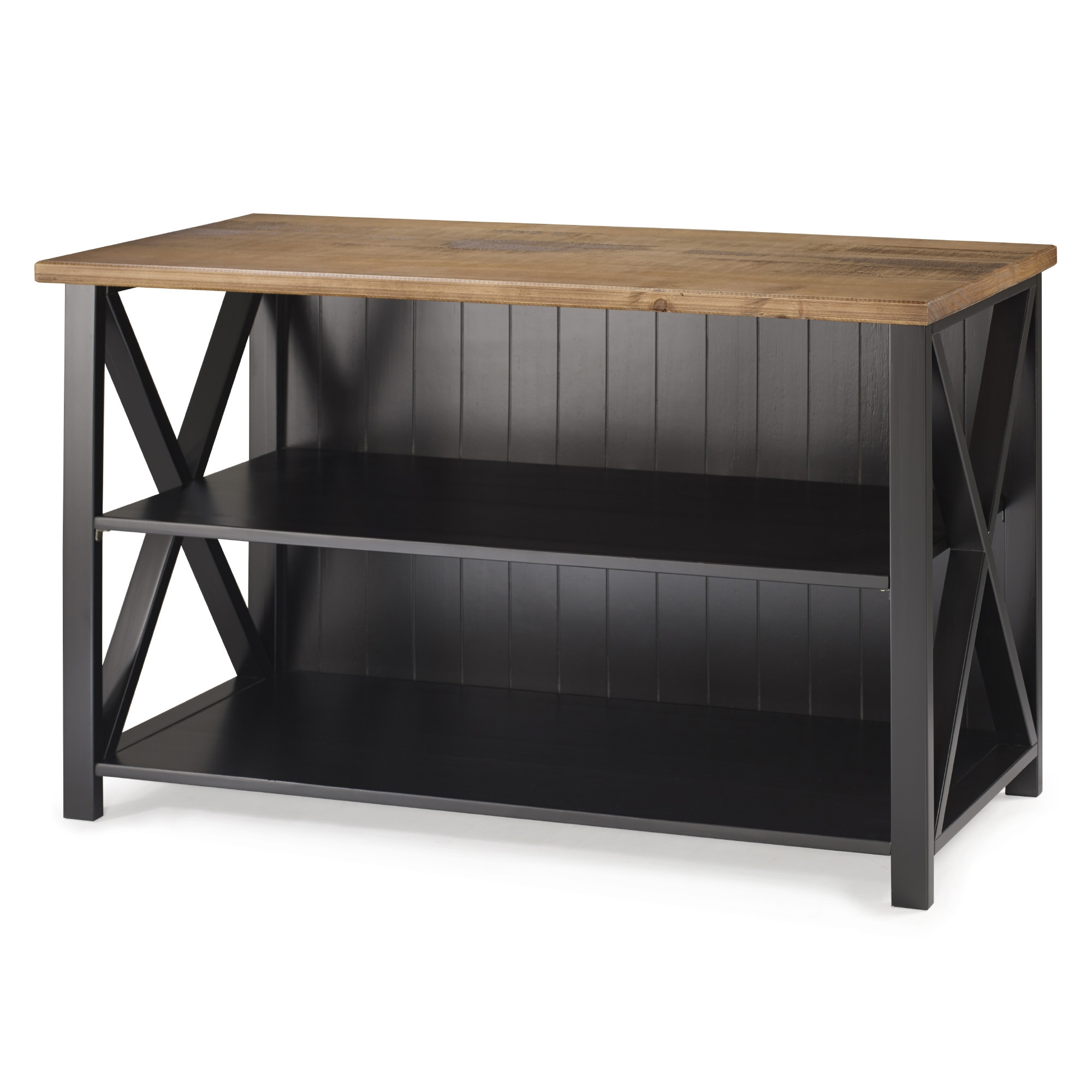 Lucas 52" Solid Wood Farmhouse Storage Console - Rustic Oak/Black - Image 2