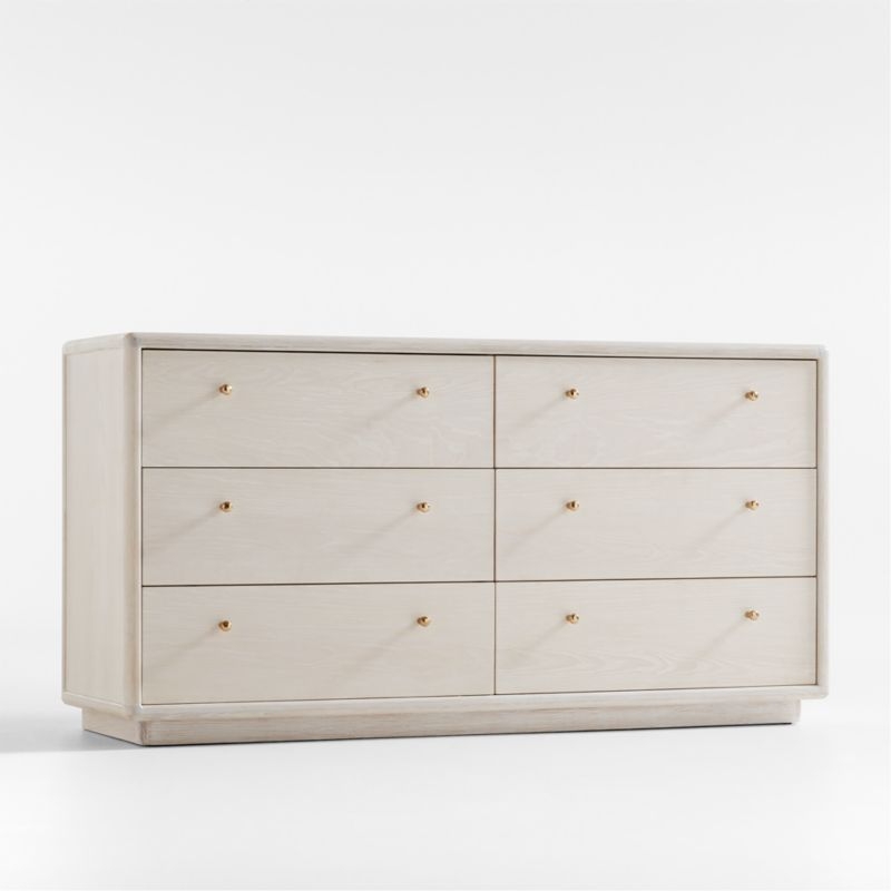 Lafayette 62" Whitewashed Wood 6-Drawer Dresser - Image 1