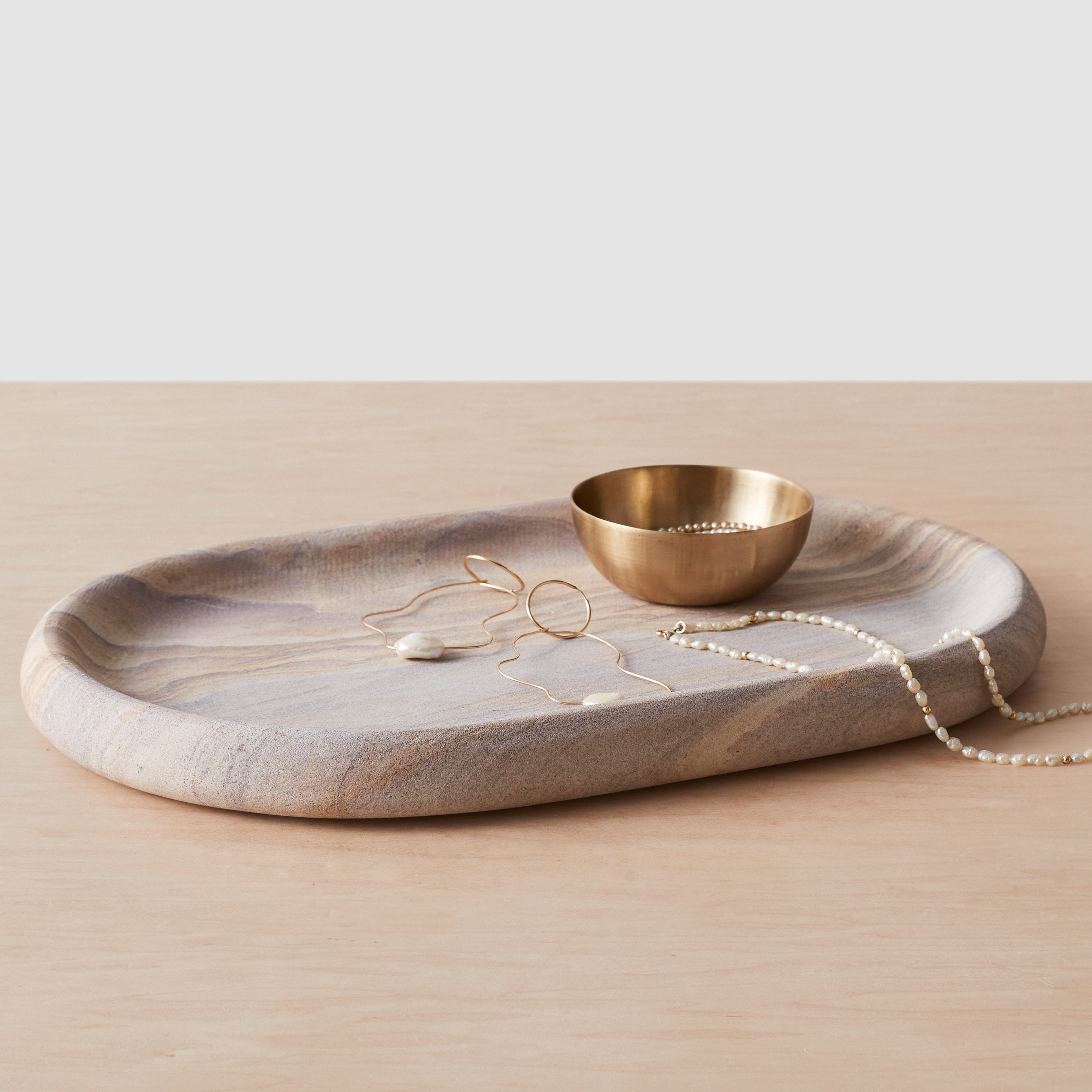 The Citizenry Eshana Sandstone Tray | Oval | Tan - Image 3