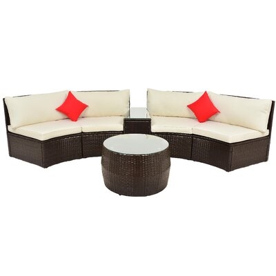Patio 4 Piece Rattan Sectional Seating Group With Cushions - Image 0