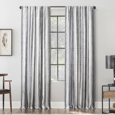 Senita Slub Texture Cotton Striped Sheer Rod Pocket Single Curtain Panel - Image 0