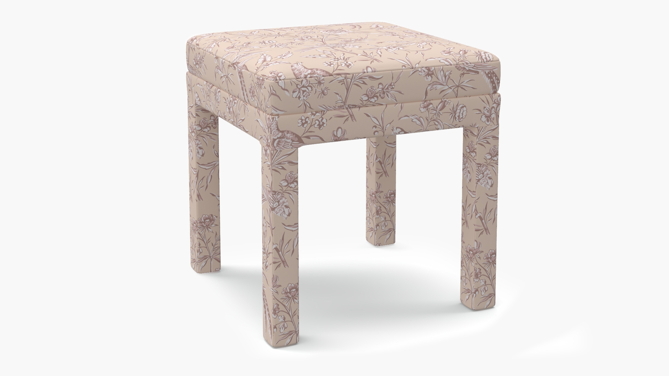 Parsons Ottoman, Blush Aviary - Image 1