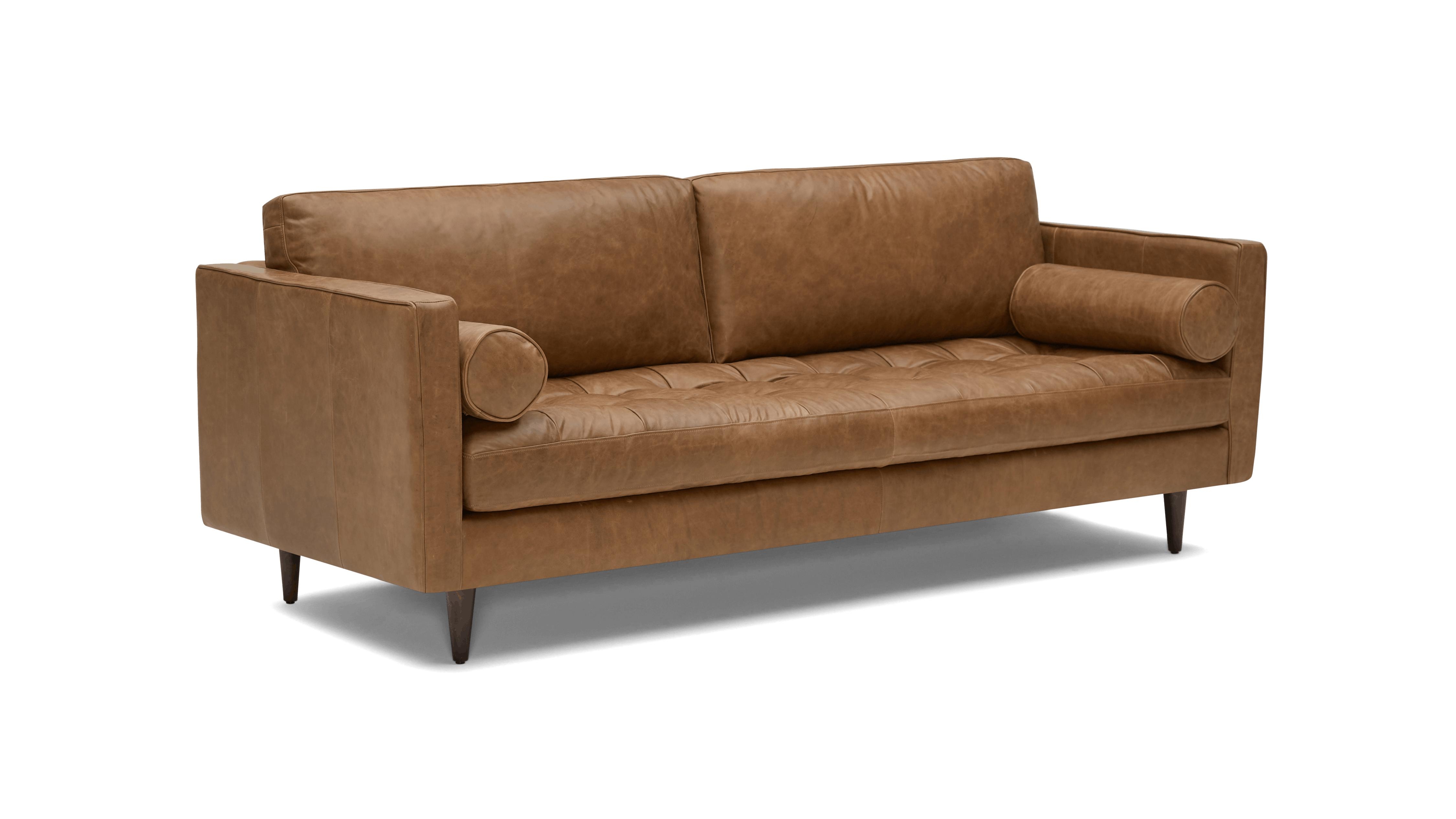 Brown Briar Mid Century Modern Leather Sofa - Santiago Ale - Mocha - Image 1