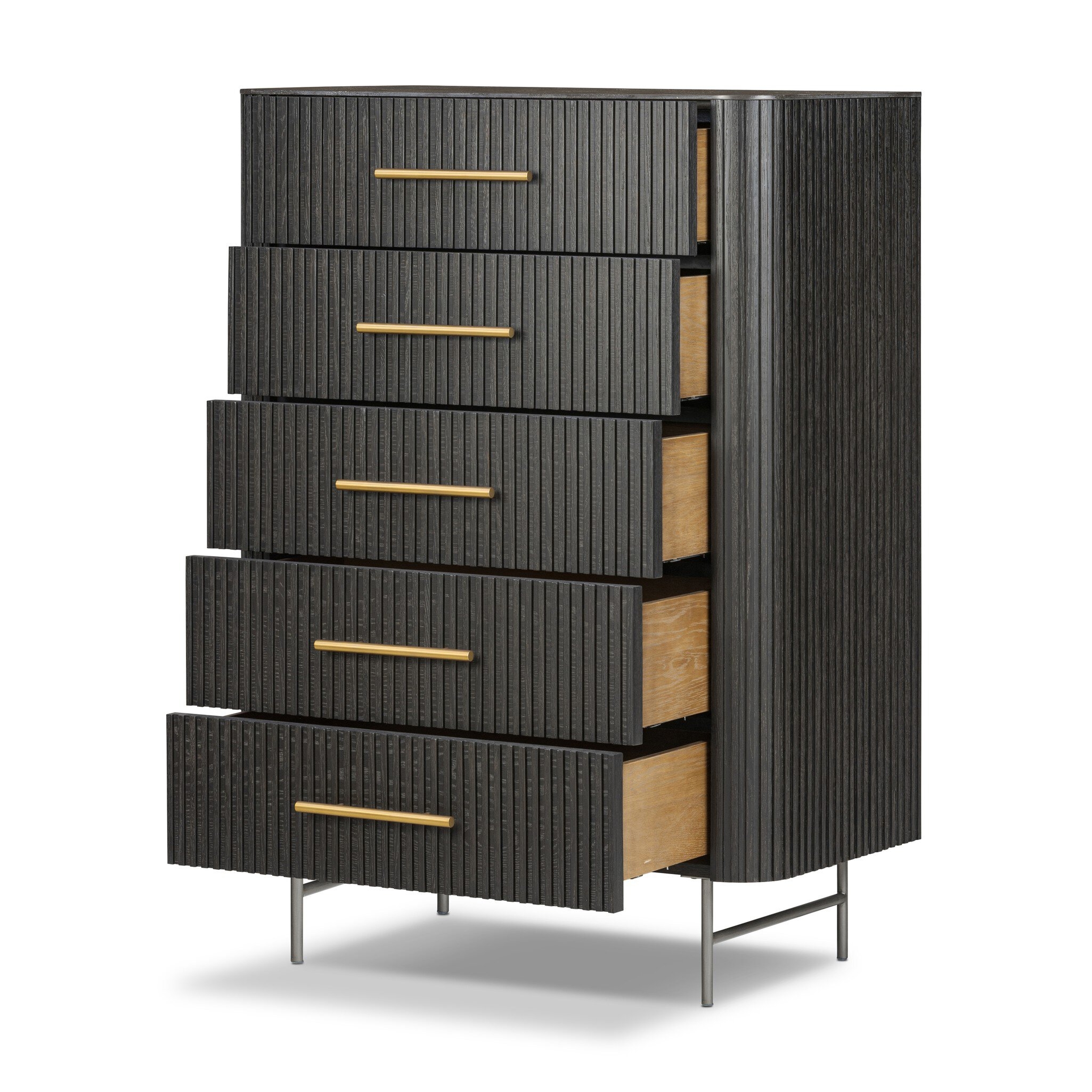 Fletcher 5 Drawer Dresser - Distressed Black - Image 2