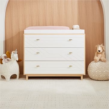 Cora Carved Changing Table, Natural + Simply White, WE Kids - Image 2