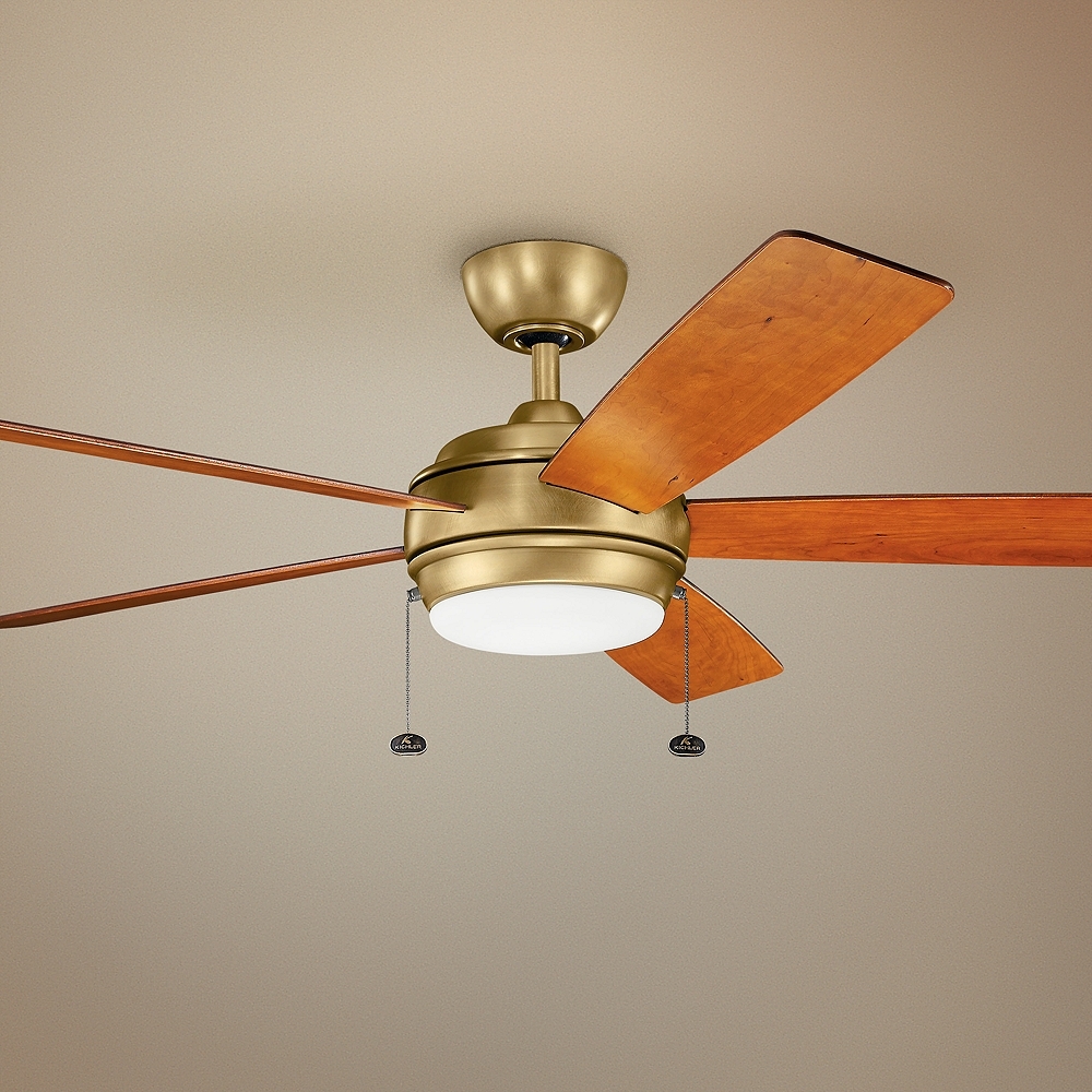 60" Kichler Starkk Natural Brass LED Ceiling Fan - Style # 70H06 - Image 0