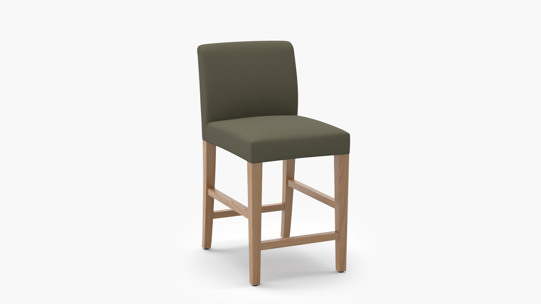 Signature Dining Counter Stool, Olive Everyday Linen, Natural Square Tapered Leg - Image 1