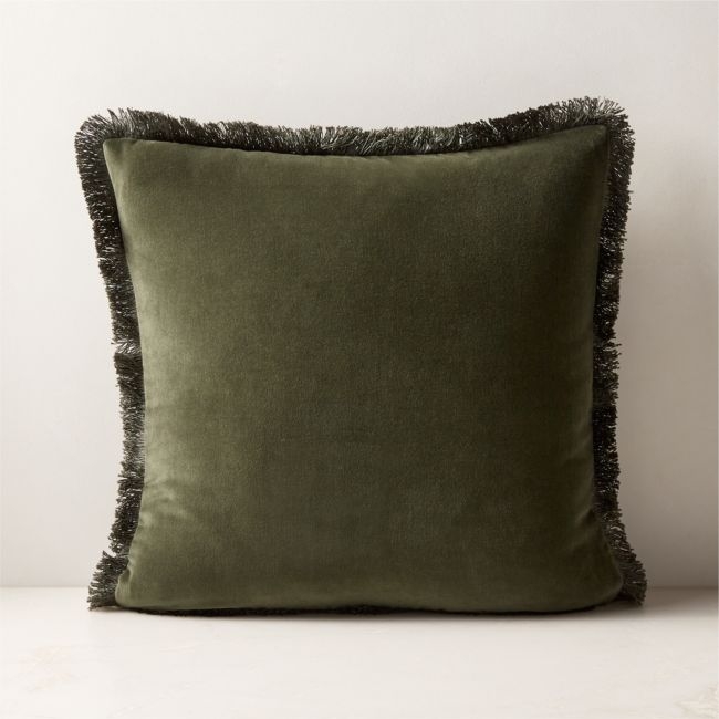 Bettie Forest Green Velvet Throw Pillow with Down-Alternative Insert 20"x20" - Image 0