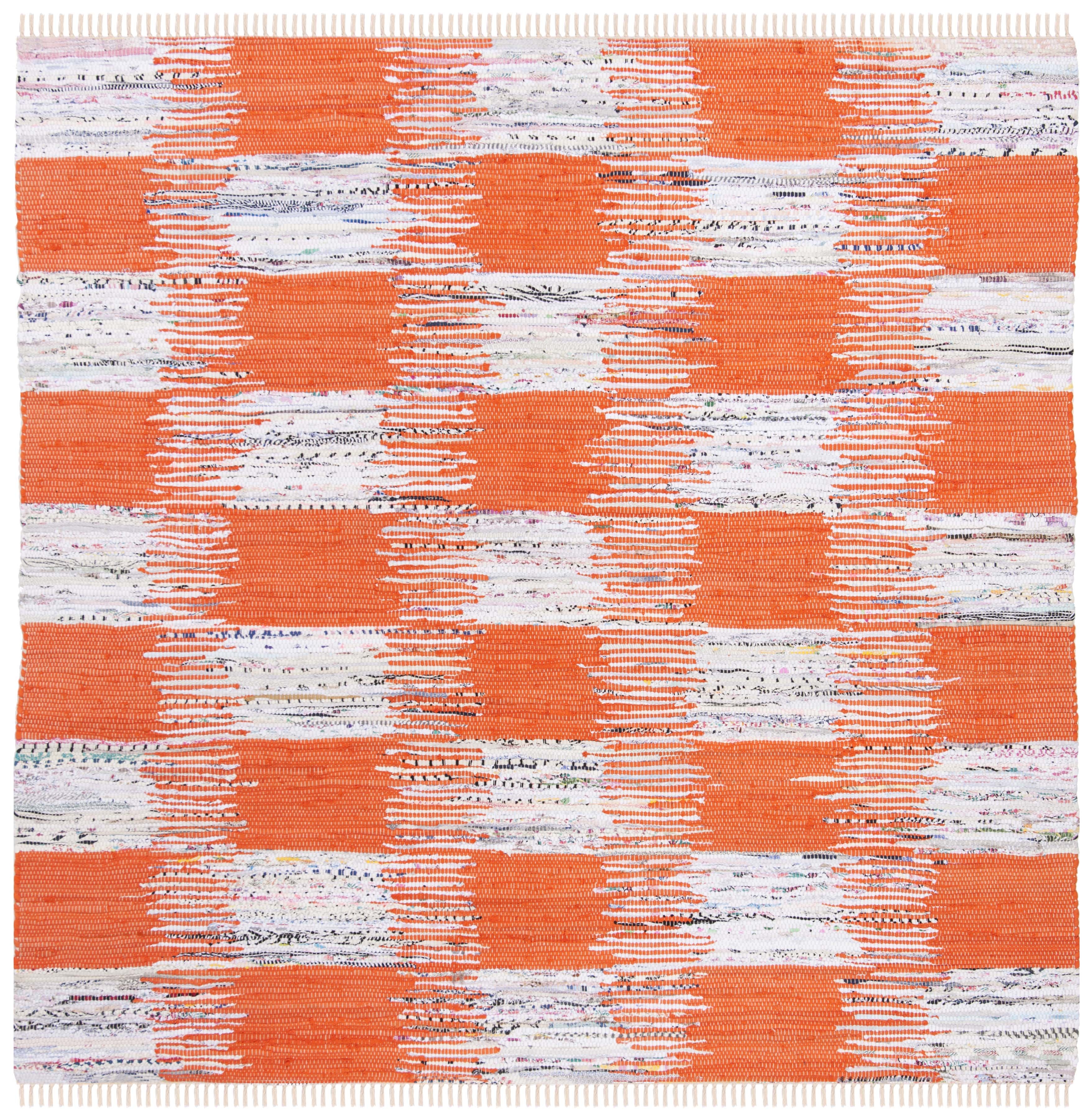 Arlo Home Hand Woven Area Rug, MTK721B, Orange/Multi,  6' X 6' Square - Image 0