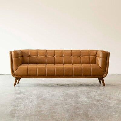 Regina 84" Genuine Leather Flared Arm Sofa - Image 0