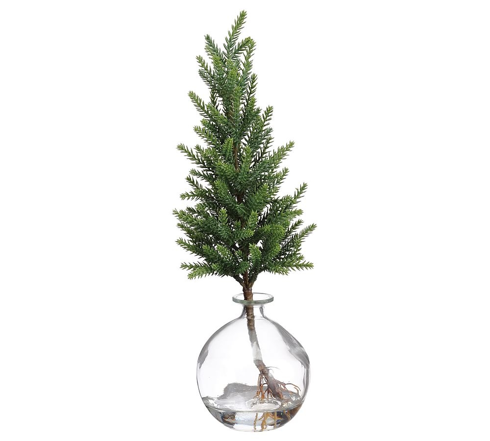 18" Artificial Pine Tree In Glass Vase - Image 0