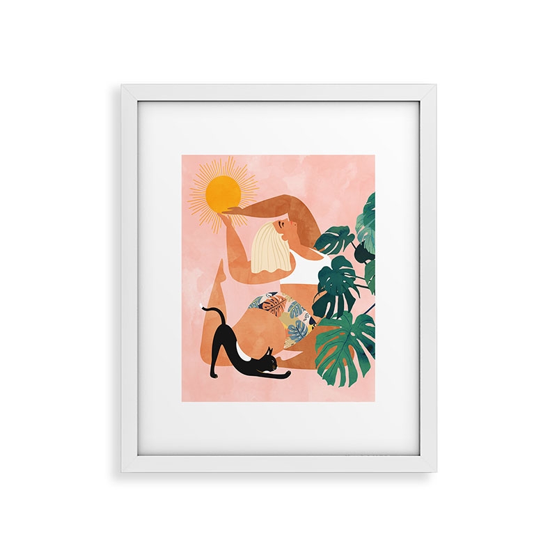 Tropical Yoga Illustration Tro by 83 Oranges - Framed Art Print Modern White 11" x 14" - Image 0