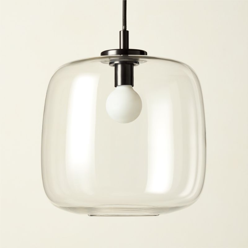Halen Blackened Brass Pendant Light with Clear Glass Shade - Image 3